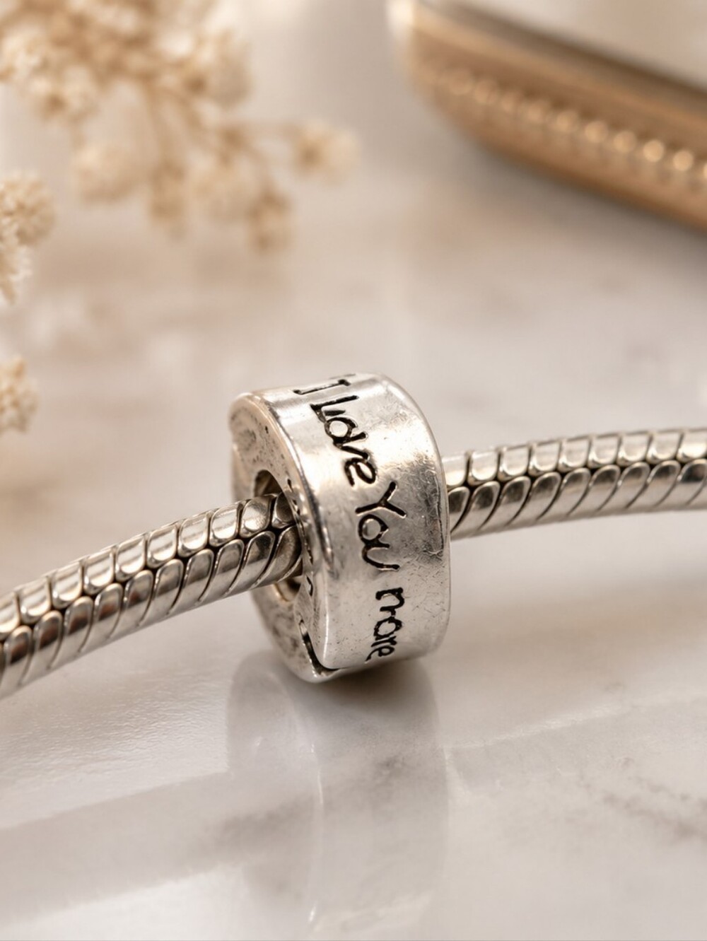 Chamilia I Love You More Sterling Silver Spacer Charm Bead 925 Retired